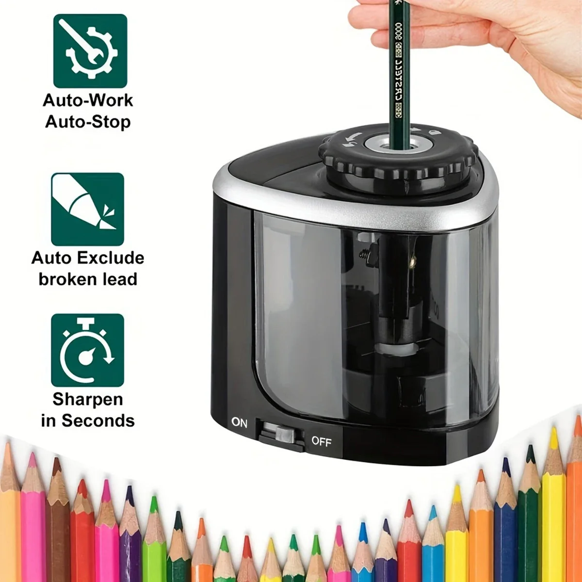 Electric Pencil Sharpener Usb - Desktop elektrische puntenslijper, automatische puntenslijper, geschikt
