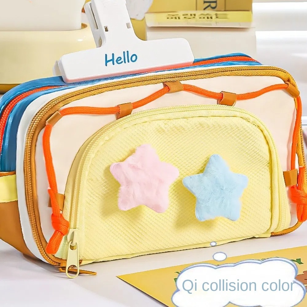 Aesthetic Large Pencil Case Pouch - 7-laags Y2K Star schrijfwaren tas, grote