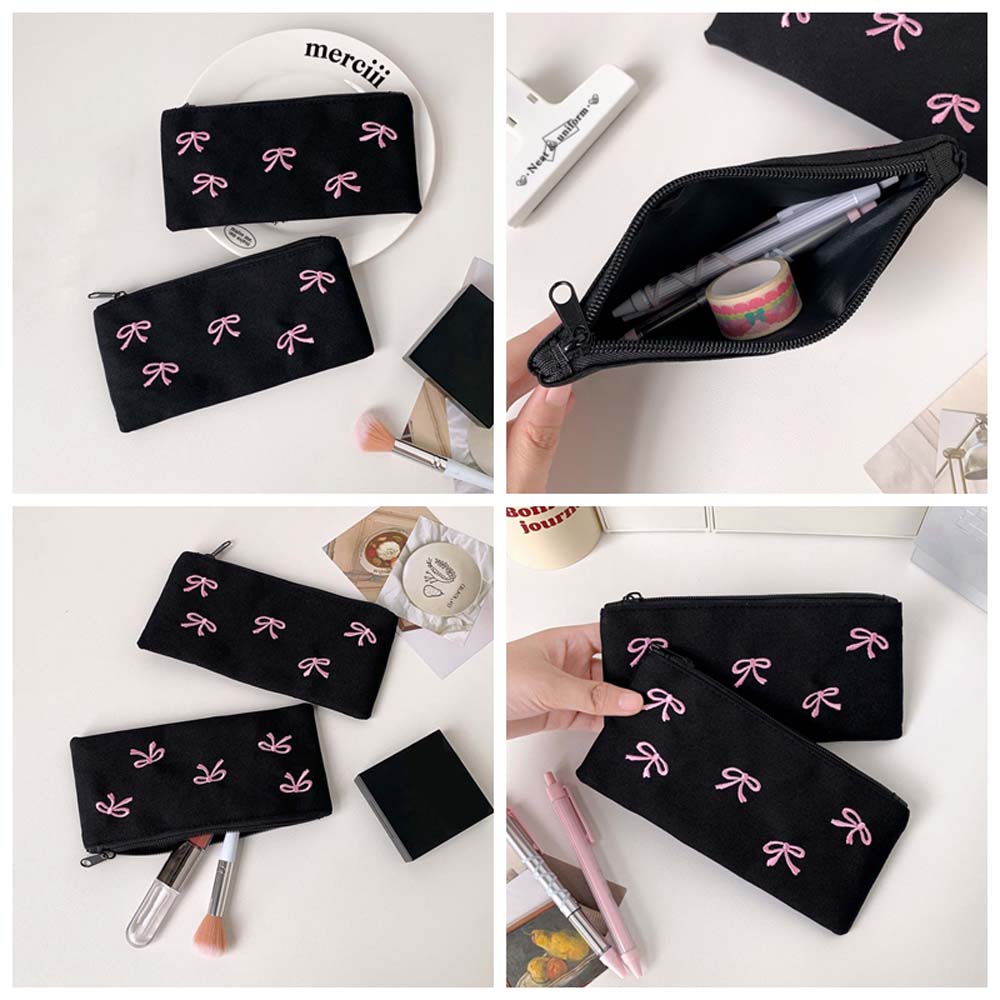 Aesthetic Large Pencil Case Pouch - Strik Boog Briefpapier Tas Grote Capaciteit