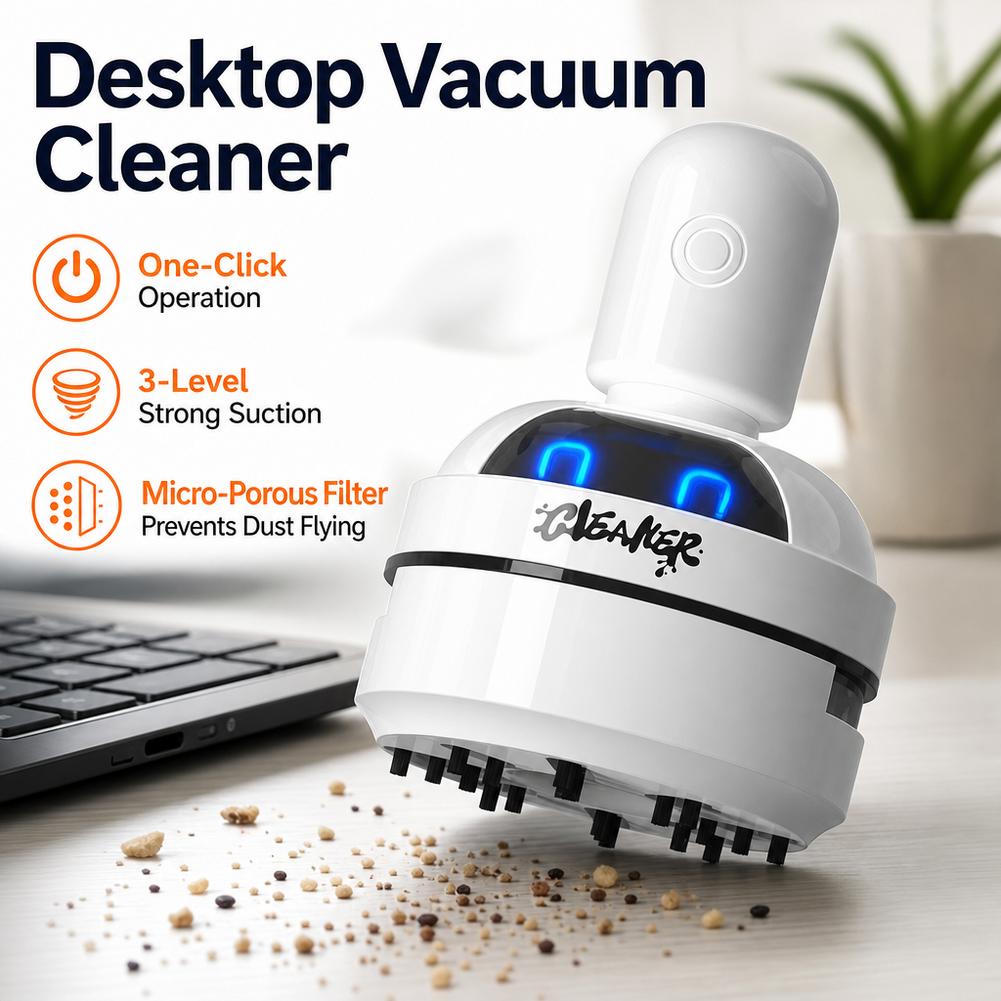 Mini Desktop Vacuum Cleaner For Eraser Dust - Desktopstofzuiger USB oplaadbaar 3 standen sterke