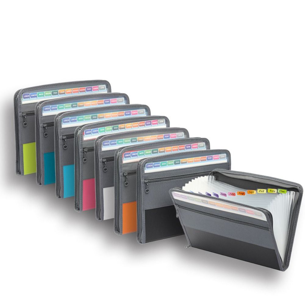Expandable Accordion File Folder 13 Pockets - PVC Uitbreidbare map-organizer A4-formaat met ritssluiting