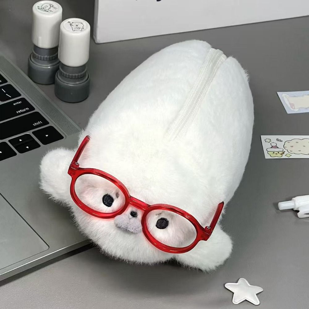 Aesthetic Large Pencil Case Pouch - Grappige zeehondpop-etui met grote capaciteit, hoge