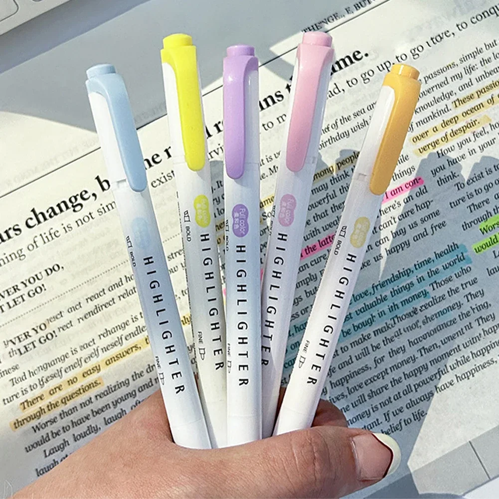 5 stks Pastel Markeerstiften K - Pastel Highlighter Set Double Ended recensie en prijs