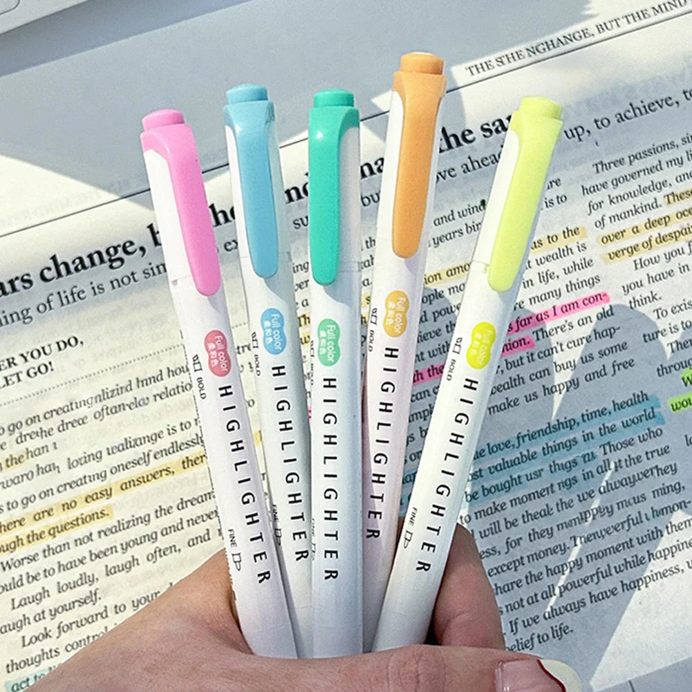 5 stks Pastel Markeerstiften K - Pastel Highlighter Set Double Ended recensie en prijs