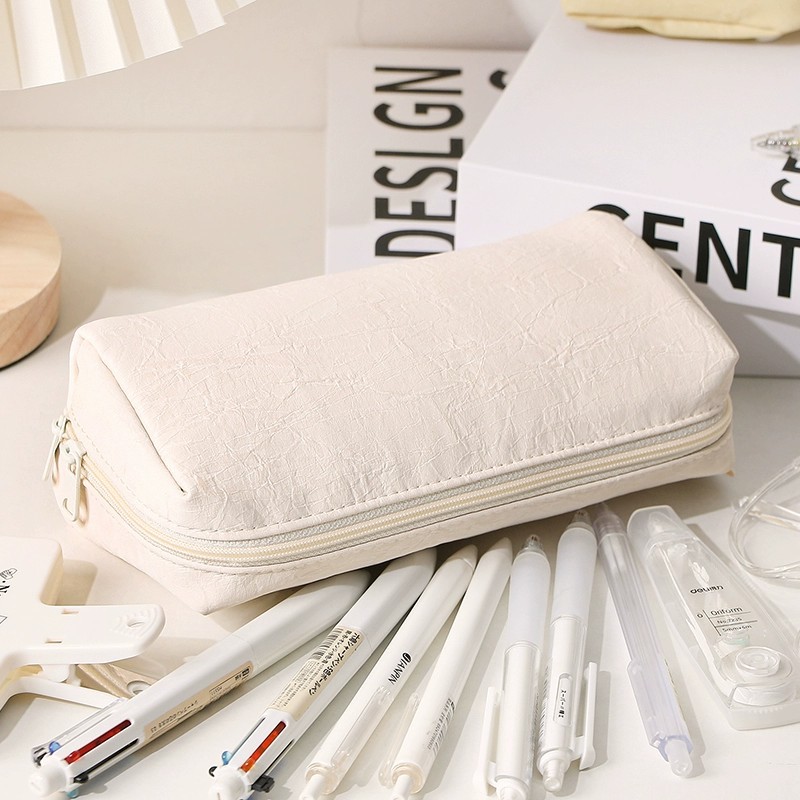 Kawaii crèmekleurige leren etu - Aesthetic Large Pencil Case Pouch recensie en prijs